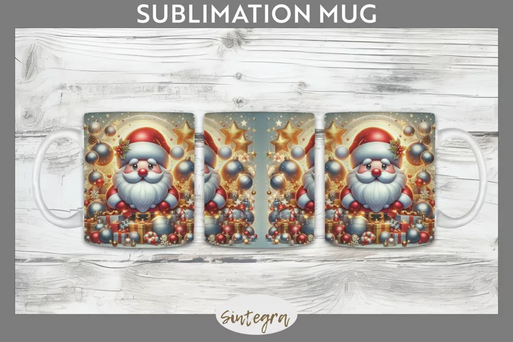 3D Christmas Santa v42 Mug Wrap Sublimation