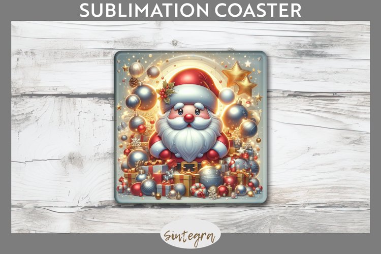 3D Christmas Santa v42 Square Coaster Sublimation