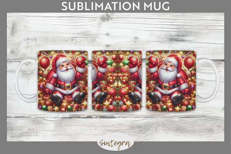 3D Christmas Santa v43 Mug Wrap Sublimation