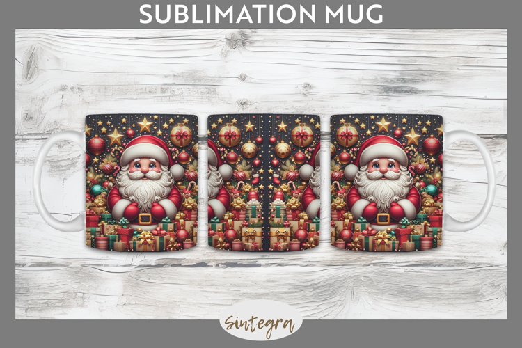 3D Christmas Santa v44 Mug Wrap Sublimation