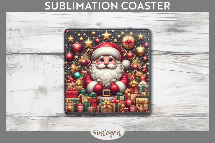 3D Christmas Santa v44 Square Coaster Sublimation