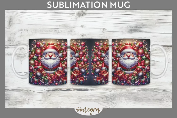 3D Christmas Santa v45 Mug Wrap Sublimation