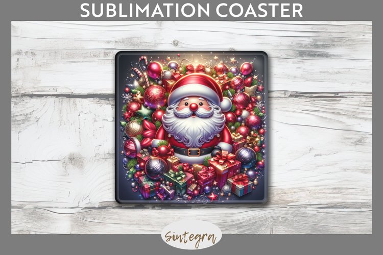 3D Christmas Santa v45 Square Coaster Sublimation example image 1