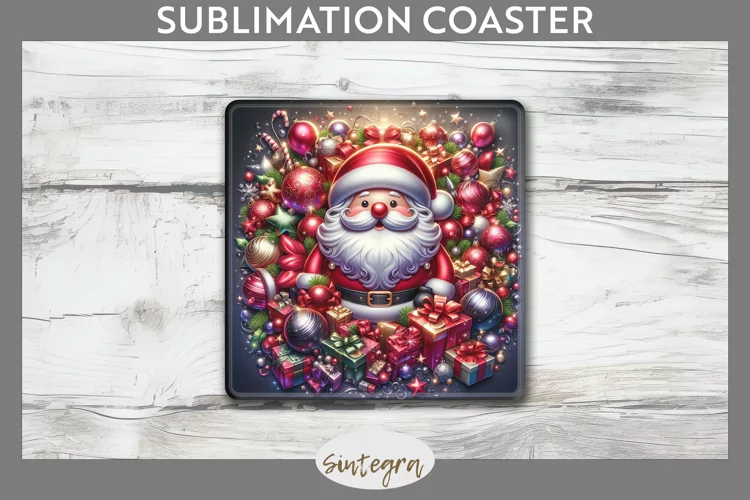 3D Christmas Santa v45 Square Coaster Sublimation