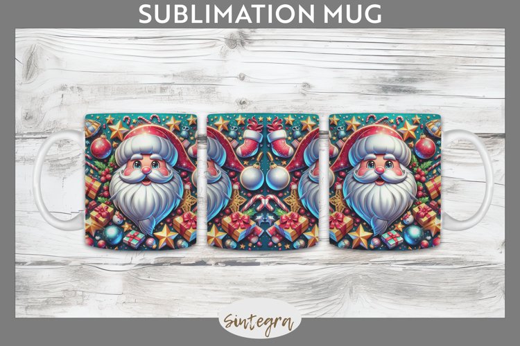 3D Christmas Santa v49 Mug Wrap Sublimation example image 1