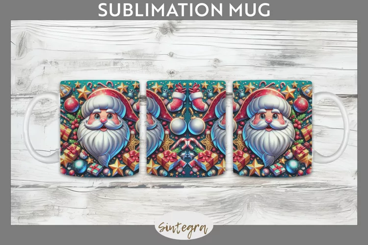 3D Christmas Santa v49 Mug Wrap Sublimation