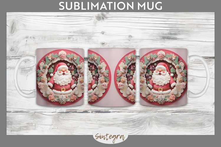 3D Christmas Santa v5 Mug Wrap Sublimation example image 1