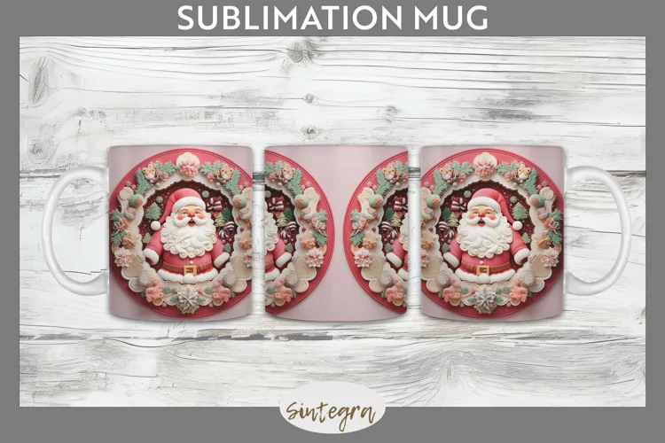 3D Christmas Santa v5 Mug Wrap Sublimation