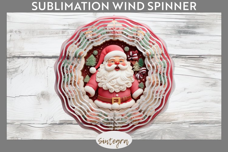 3D Christmas Santa v5 Wind Spinner Sublimation example image 1