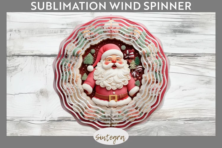 3D Christmas Santa v5 Wind Spinner Sublimation