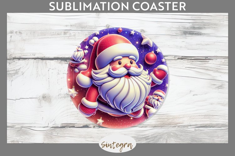 3D Christmas Santa v50 Round Coaster Sublimation