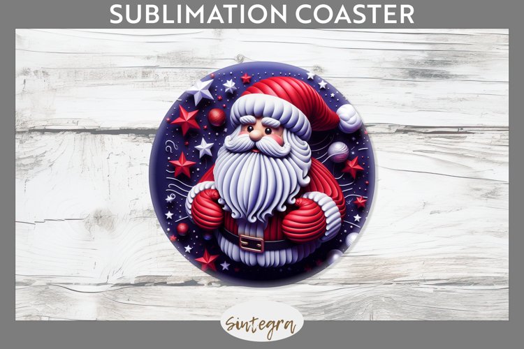 3D Christmas Santa v51 Round Coaster Sublimation