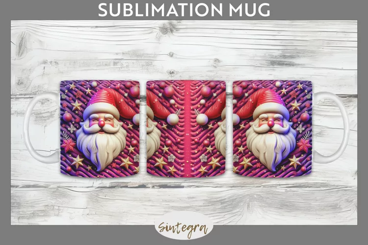 3D Christmas Santa v52 Mug Wrap Sublimation