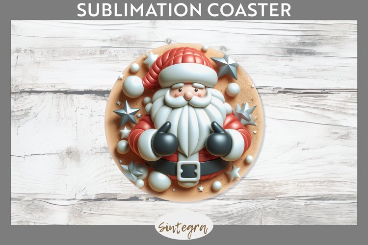 3D Christmas Santa v53 Round Coaster Sublimation example image 1