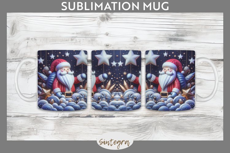 3D Christmas Santa v54 Mug Wrap Sublimation example image 1