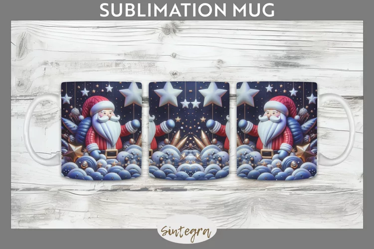 3D Christmas Santa v54 Mug Wrap Sublimation