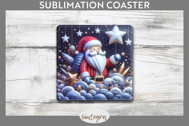3D Christmas Santa v54 Square Coaster Sublimation