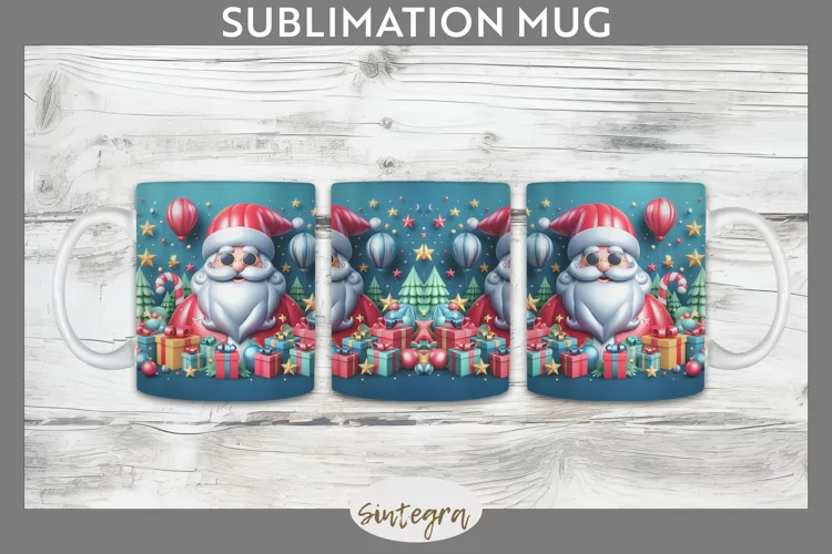3D Christmas Santa v55 Mug Wrap Sublimation