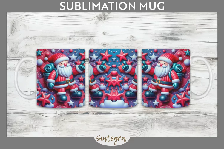 3D Christmas Santa v56 Mug Wrap Sublimation