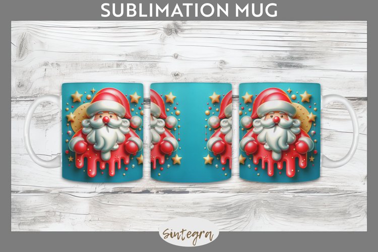 3D Christmas Santa v57 Mug Wrap Sublimation example image 1