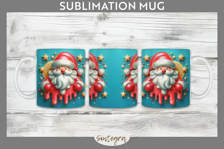 3D Christmas Santa v57 Mug Wrap Sublimation