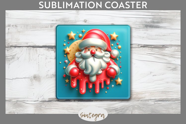 3D Christmas Santa v57 Square Coaster Sublimation