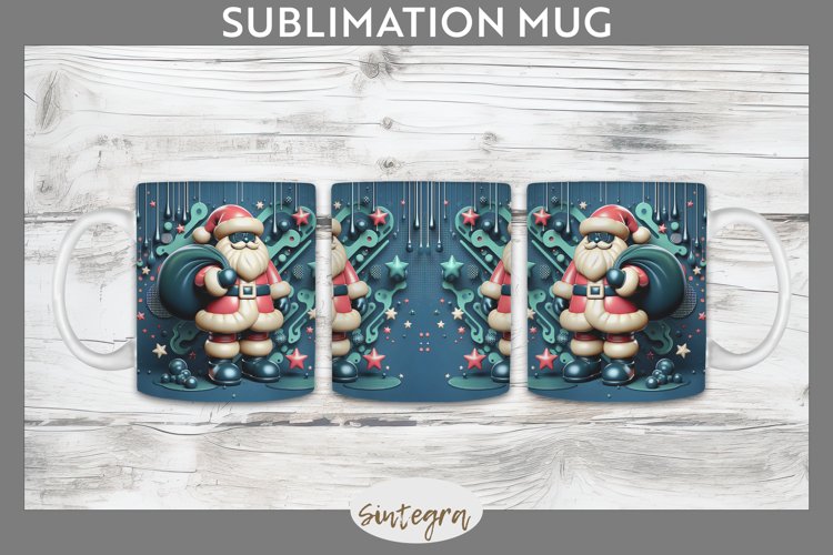 3D Christmas Santa v58 Mug Wrap Sublimation example image 1
