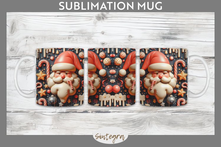 3D Christmas Santa v59 Mug Wrap Sublimation example image 1