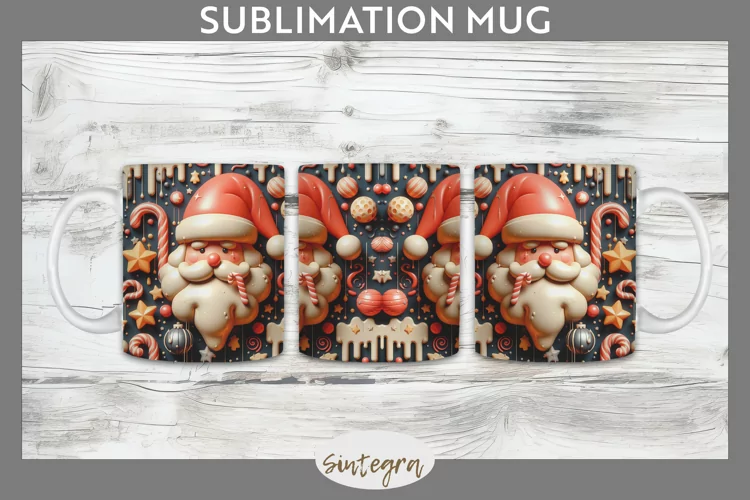 3D Christmas Santa v59 Mug Wrap Sublimation