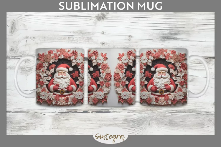 3D Christmas Santa v6 Mug Wrap Sublimation