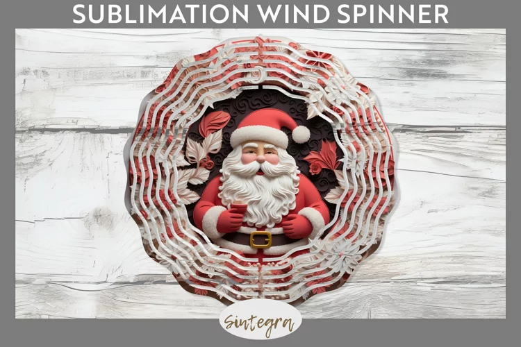 3D Christmas Santa v6 Wind Spinner Sublimation