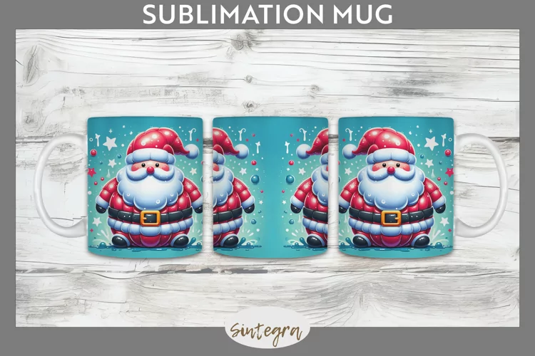 3D Christmas Santa v60 Mug Wrap Sublimation