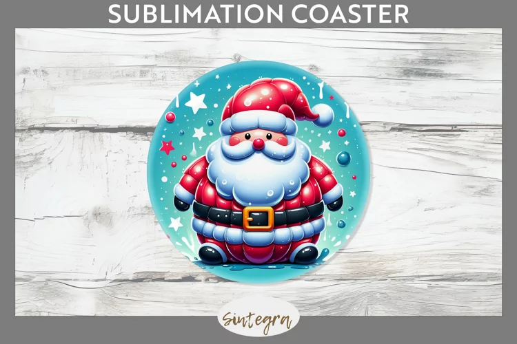 3D Christmas Santa v60 Round Coaster Sublimation