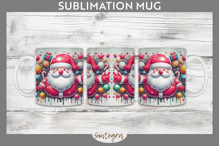 3D Christmas Santa v61 Mug Wrap Sublimation example image 1