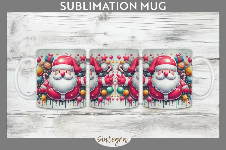 3D Christmas Santa v61 Mug Wrap Sublimation