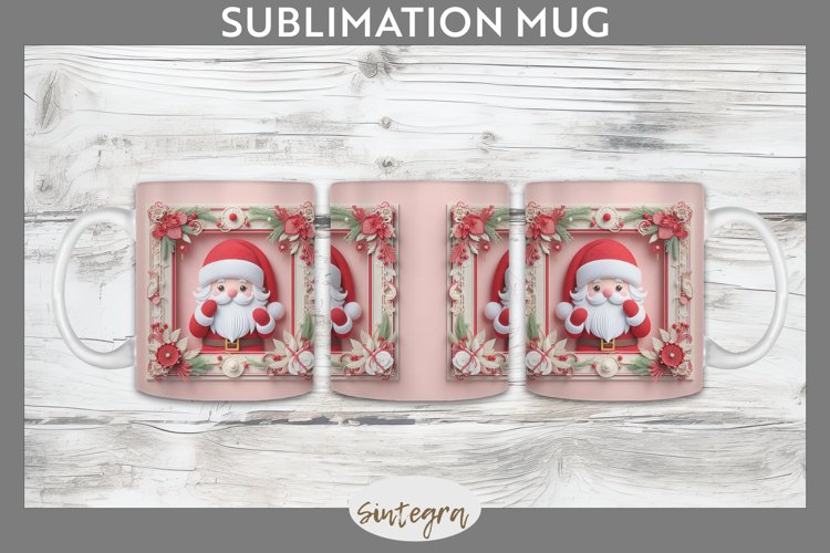 3D Christmas Santa v9 Mug Wrap Sublimation example image 1