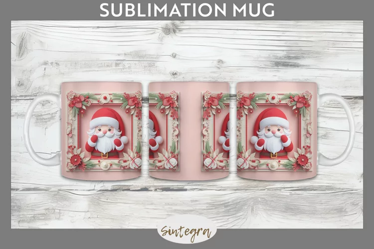 3D Christmas Santa v9 Mug Wrap Sublimation