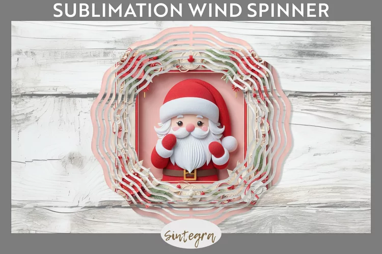 3D Christmas Santa v9 Wind Spinner Sublimation
