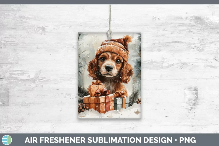 Christmas Santa Cocker Spaniel Air Freshener Sublimation Car