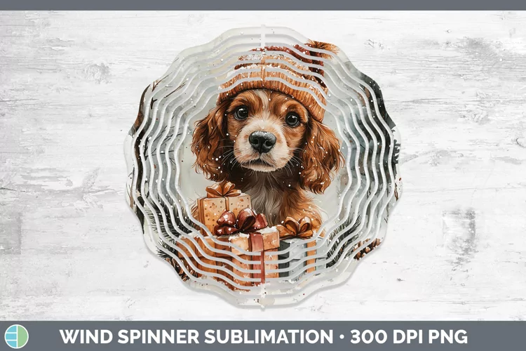 Christmas Santa Cocker Spaniel Wind Spinner Sublimation Spin