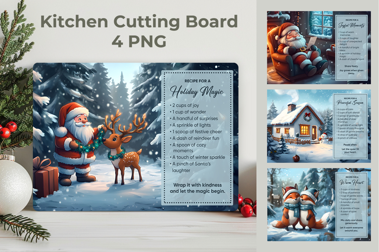 Funny Christmas Kitchen Board, Holiday Recipe Quote
