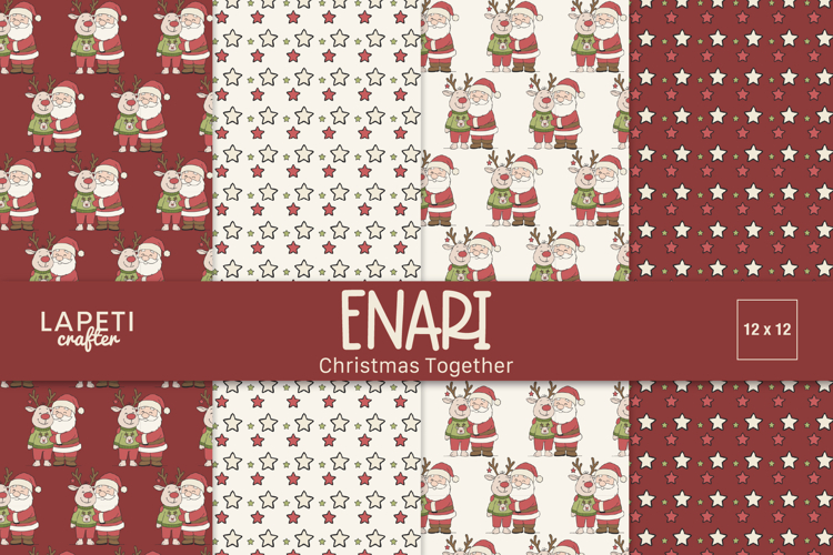 Christmas Santa Digital Paper, Cute Holiday Patterns