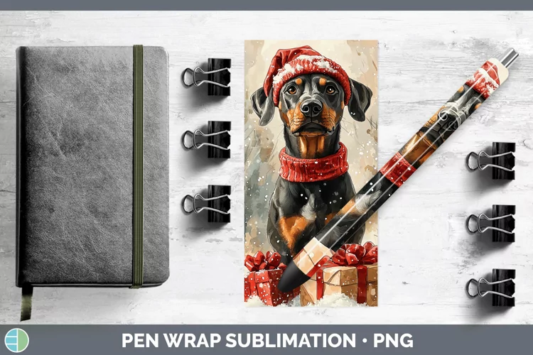 Christmas Santa Doberman Pinscher Pen Wrap Sublimation Pen D