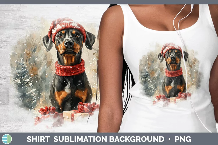 Christmas Santa Doberman Pinscher Shirt Sublimation Sublimat