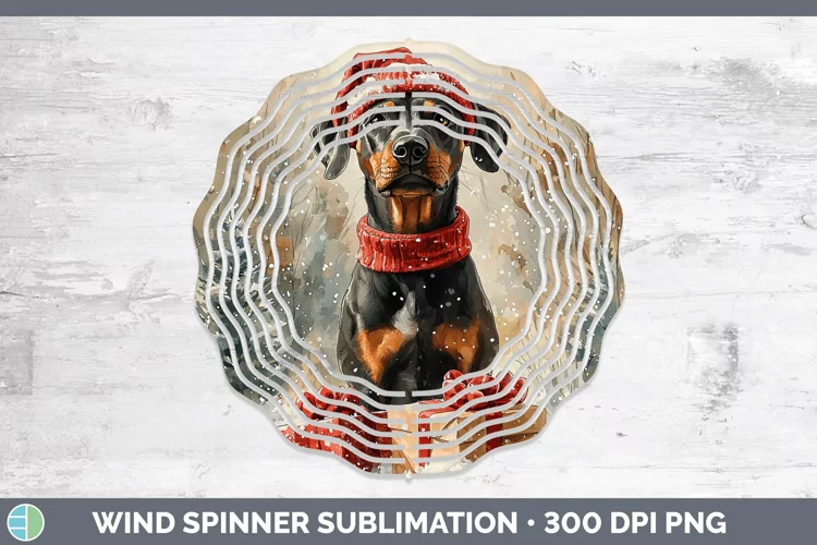 Christmas Santa Doberman Pinscher Wind Spinner Sublimation S