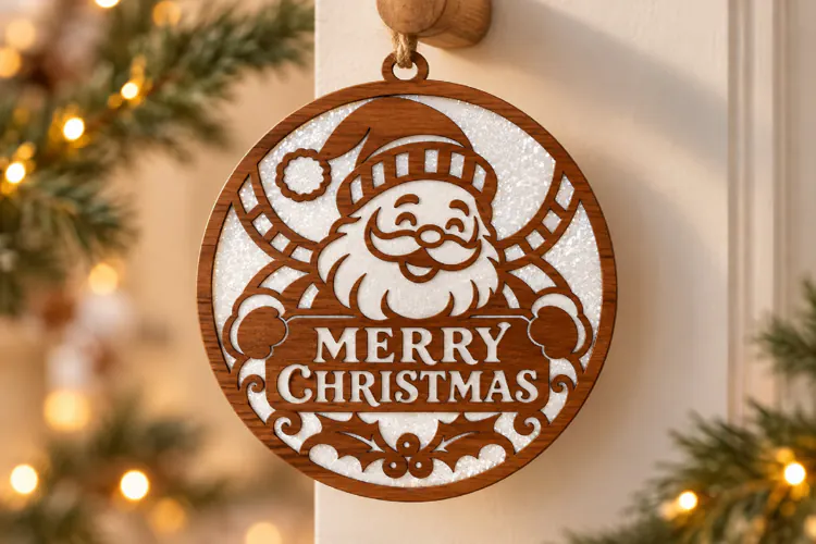Christmas Santa Door Hanger SVG Laser Cut