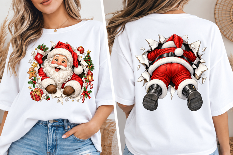 Christmas Santa Front and Back PNG