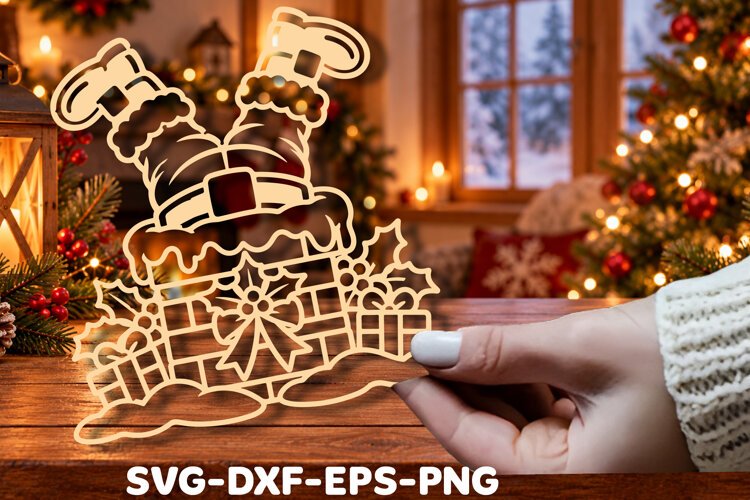 Christmas Santa Gift Boxes Laser Cut example image 1