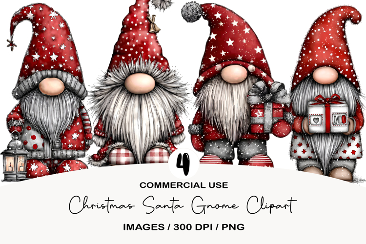 Christmas Santa Gnome Clipart