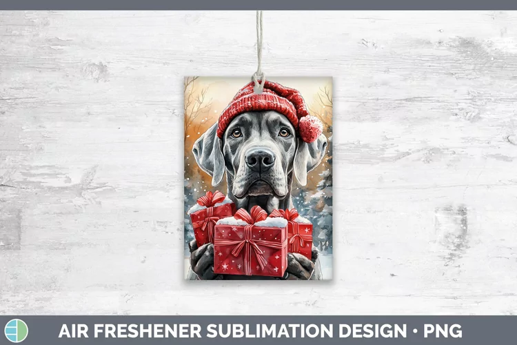 Christmas Santa Great Dane Air Freshener Sublimation Car Fre